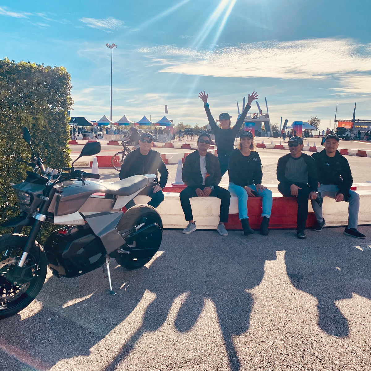 Ryvid electric motorcycle on test track